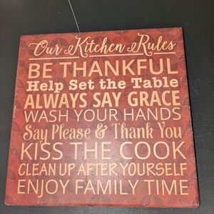 Decorative Kitchen Rules Sign - Brown
